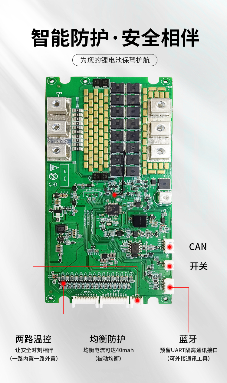 HS-C030 6-16串200A觀光叉車AGV電池保護板(圖1)